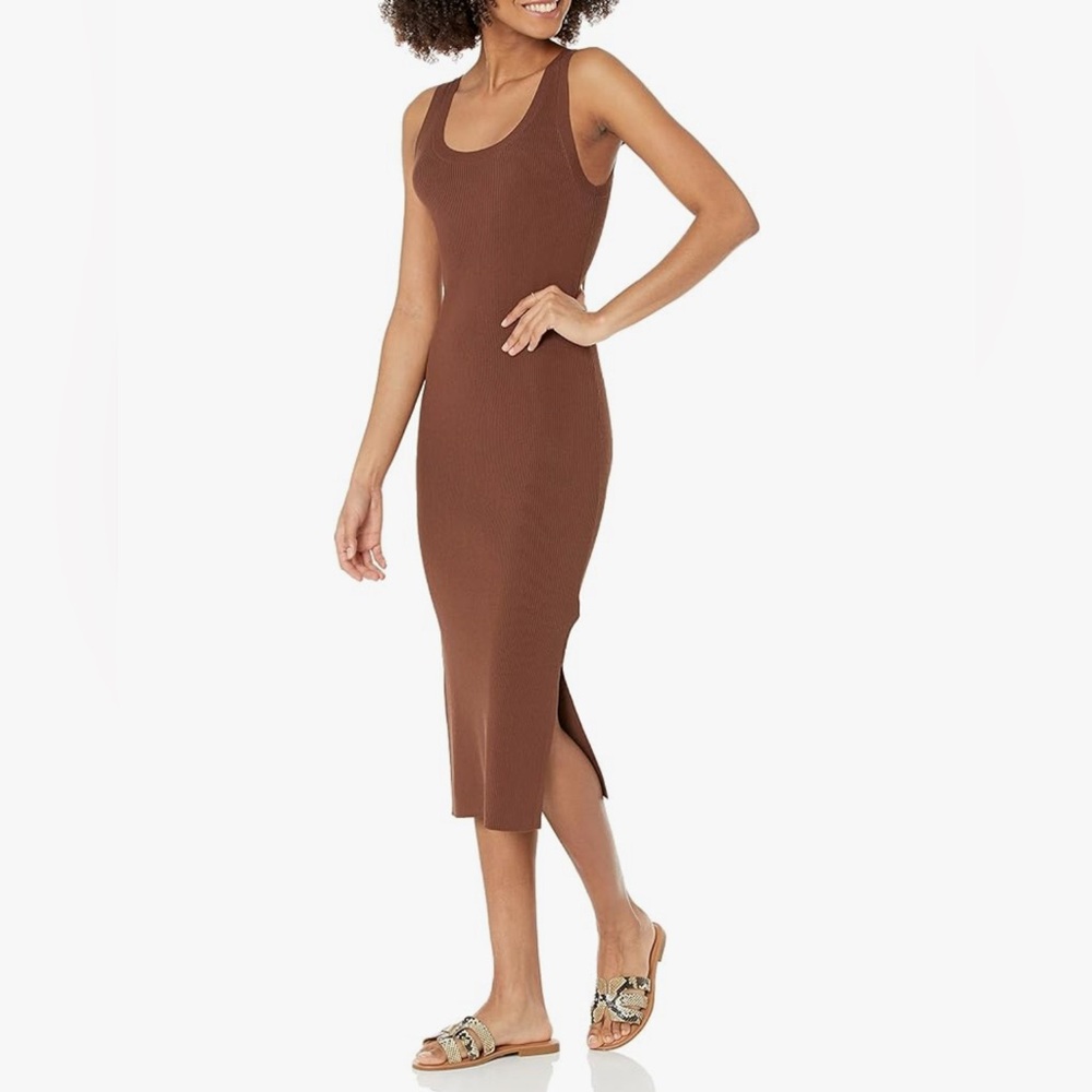 Sleeveless Brown Midi Dress